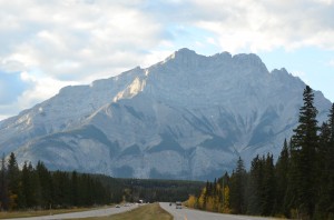 Approaching the Rockies as we headed towards Banff