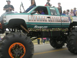 A float in Mardi Gras Parade in Henderson LA on Sunday afternoon