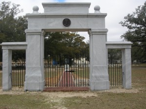 A reconstructed arch-the original one in the front was lost to Katrina- this one is the entrance to the cemetery on the property