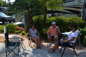 Enjoying Happy Hour on our patio