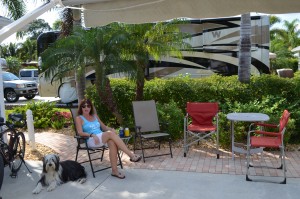 Enjoying a cool drink on ourpatio